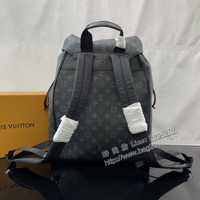 Lv路易威登2023專櫃新款Montsouris雙肩包 LV黑色花男士背包 M46683 ydh5212